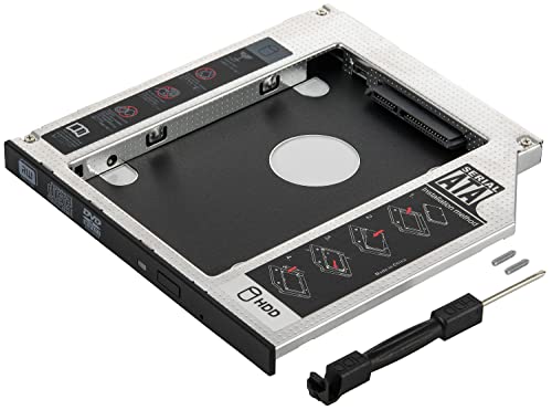 Poppstar Laufwerksrahmen für 2,5" SSD HDD Festplatte (7mm, 9,5mm) in 9,5mm Sata 3 CD-DVD Schacht (Notebook, Laptop, etc.), Festplattenrahmen Aufrüstset von POPPSTAR