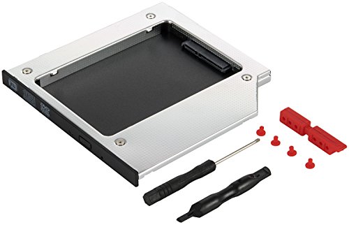Poppstar Laufwerksrahmen für 2,5" SSD HDD Festplatte (7mm, 9,5mm) in 9,5mm Sata 3 CD-DVD Schacht (Notebook, Laptop, etc.), Festplattenrahmen Aufrüstset von POPPSTAR