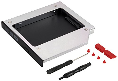 Poppstar Laufwerksrahmen für 2,5" SSD HDD Festplatte (7mm, 9,5mm, 12,5mm) in 12,7mm Sata 3 CD-DVD Schacht (Notebook, Laptop, etc.), Festplattenrahmen Aufrüstset von POPPSTAR