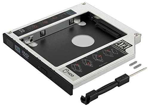 Poppstar Laufwerksrahmen für 2,5" SSD HDD Festplatte (7mm, 9,5mm, 12,5mm) in 12,7mm Sata 3 CD-DVD Schacht (Notebook, Laptop, etc.), Festplattenrahmen Aufrüstset von POPPSTAR