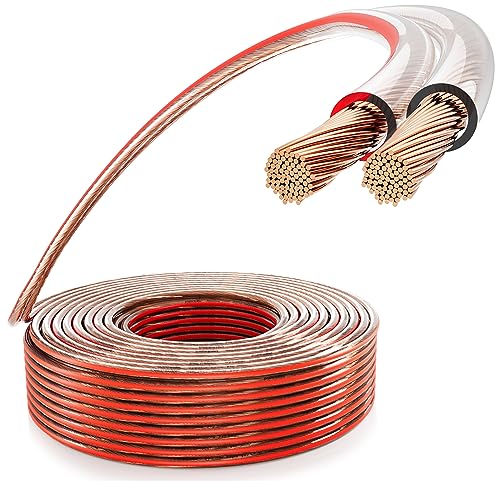 Poppstar 15m Lautsprecherkabel 2x2,5 mm² (Vollkupfer-Innenleiter OFC 99,99%, PVC Mantel transparent) von POPPSTAR