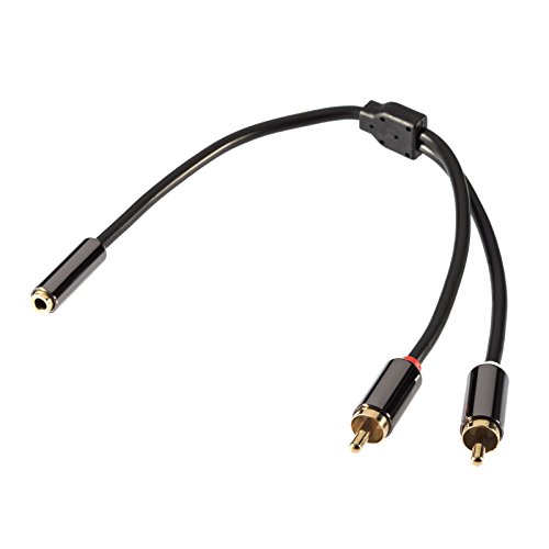 POPPSTAR Premium Stereo Audio Adapterkabel, 3,5 mm Klinke (Buchse) auf 2x RCA Cinch (Stecker), vergoldete Kontakte, 23cm mit Steckern von POPPSTAR