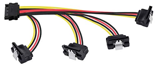 POPPSTAR SATA Stromkabel Adapter (vierfach 14-25cm) (Sata Kabel Stromadapter 1x Stecker (m) auf 4x Buchse (w) gewinkelt) von POPPSTAR