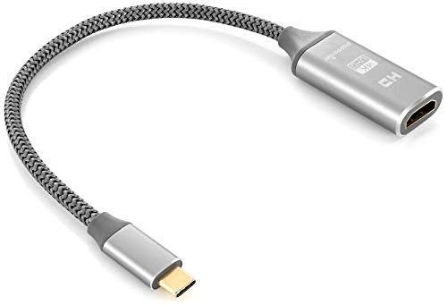 POPPSTAR USB-C auf HDMI 2.0 (20cm Adapter-Kabel, grau, gesleevt, Thunderbolt 3 kompatibel, 4k UltraHD) von POPPSTAR