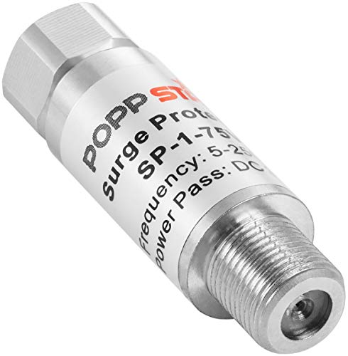 POPPSTAR 1x Überspannungsschutz Sat Antenne (Schutzadapter F-Stecker auf F-Buchse), Blitzschutz für Koaxialkabel und Satelliten-Anlagen (Antennen, Coax, Kabel TV, DVB-S, DVB-T, LNB) von POPPSTAR