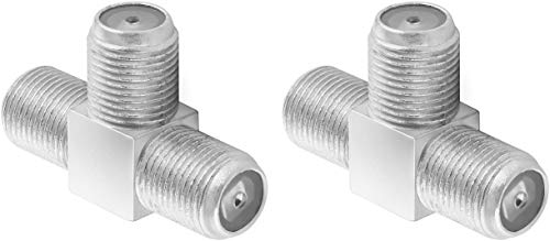 Poppstar 2x Sat TV Coax Verteiler T-Stück (3x F-Buchse) Antennen Splitter Adapter für Koaxialkabel, Antennenkabel, silbern von POPPSTAR