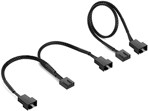 Poppstar 4-Pin Lüfter Kabel Set (15cm Y-Kabel (1x Buchse auf 2x Stecker) + 30cm Verlängerungskabel), zum Anschluss von Prozessor- und Gehäuselüfter an Mainboard von POPPSTAR