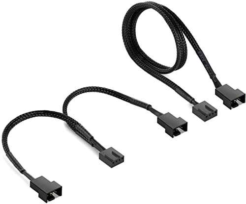 Poppstar 4-Pin Lüfter Kabel Set (15cm Y-Kabel (4-Pin Buchse auf 4 -Pin / 3-Pin Stecker) + 60cm Verlängerungskabel) für Anschluss von Prozessor-/ Gehäuselüfter an Mainboard von POPPSTAR