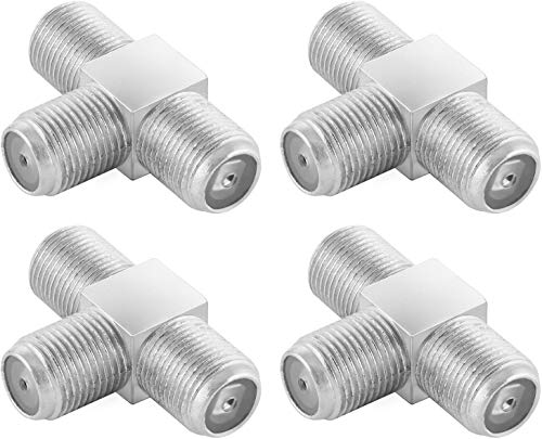 Poppstar 4x Sat TV Coax Verteiler T-Stück (3x F-Buchse) Antennen Splitter Adapter für Koaxialkabel, Antennenkabel, silbern von POPPSTAR