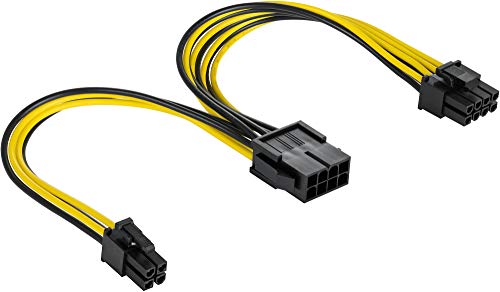 Poppstar CPU-Kabel 8-Pin auf 8 (6+2-Pin) und 4-Pin (Länge 20 cm) Netzteil-Verlängerungskabel ATX 12V / EPS 12V von POPPSTAR