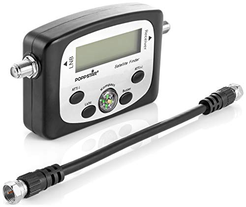 Poppstar Digital Satfinder (digitales Sat Finder Messgerät für Satellitenschüssel, exaktes Ausrichten/Justieren) inkl. 19,5 cm Koaxialkabel von POPPSTAR