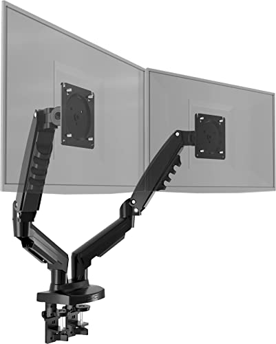 Poppstar Monitorhalterung für 2 Monitore 17 Zoll bis 27 Zoll, höhenverstellbar (360° schwenkbarer drehbarer neigbarer Monitor-Arm), schwarz von POPPSTAR