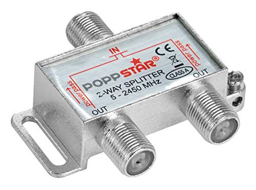 Poppstar Sat-Verteiler Splitter Umschalter 2-Fach (analog/digital/BK/unicable/HD/4K tauglich) für TV, Satellit, Fernseher, Radio, LNB von POPPSTAR