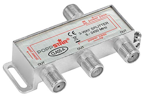 Poppstar Sat-Verteiler Splitter Umschalter 3-Fach (analog/digital/BK/unicable/HD/4K tauglich) für TV, Satellit, Fernseher, Radio, LNB von POPPSTAR