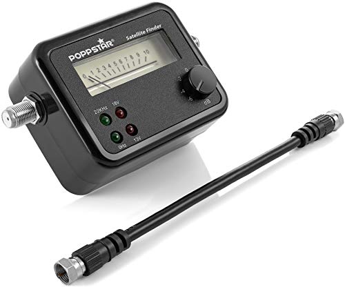 Poppstar Satfinder (Sat Finder Messgerät Analog, Satelliten-Schüssel exakt Ausrichten) mit 19,5cm Verbindungskabel von POPPSTAR