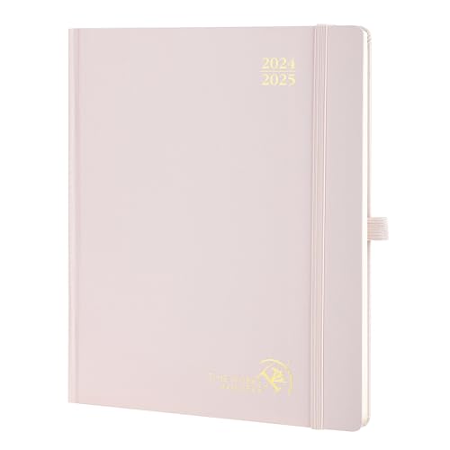 POPRUN Kalender 2025 Buchkalender (Aug.2024-Dez.2025) Hardcover, ca. A4 (26,5 x 21,5 cm), 17-Monate-Terminplaner, Wochenplaner 2025 mit Zertifiziertem Papier - Hellrosa von POPRUN
