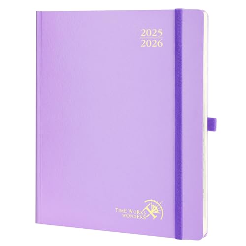 POPRUN Kalender 2025 2026 Buchkalender Hardcover, ca. A4 (26,5 x 21,5 cm), 17-Monate-Terminplaner (Aug.2025-Dez.2026), Wochenplaner 1 Woche 2 Seite mit Zertifiziertem Papier - Violett von POPRUN