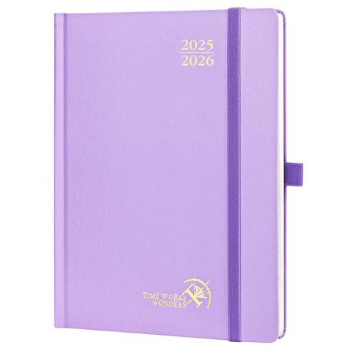 POPRUN Kalender 2025 2026 Buchkalender Hardcover, ca. A5 (22 x 16,5 cm), 17-Monate-Terminplaner (Aug.2025-Dez.2026), Wochenplaner 1 Woche 2 Seite mit Zertifiziertem Papier - Violett von POPRUN