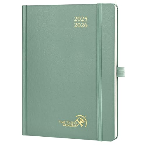 POPRUN Kalender 2025 2026 Buchkalender Hardcover, ca. A5 (22 x 16,5 cm), 17-Monate-Terminplaner (Aug.2025-Dez.2026), Wochenplaner 1 Woche 2 Seite mit Zertifiziertem Papier - Mitternachtsgrün von POPRUN