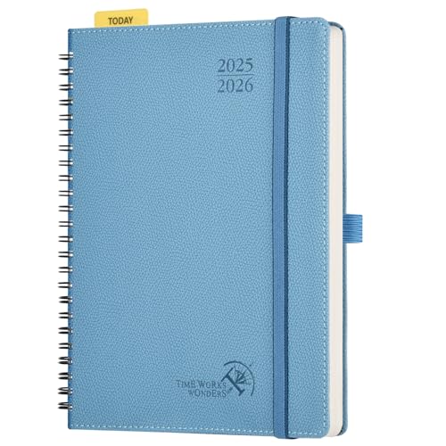 POPRUN Kalender 2025 2026 Horizontale Wochenplaner (Aug.2025-Dez.2026) – Ringbuch mit Softcover, ca. A5 (22x16,5 cm),17-Monate-Terminplaner 1 Woche 2 Seite, Aquamarin von POPRUN