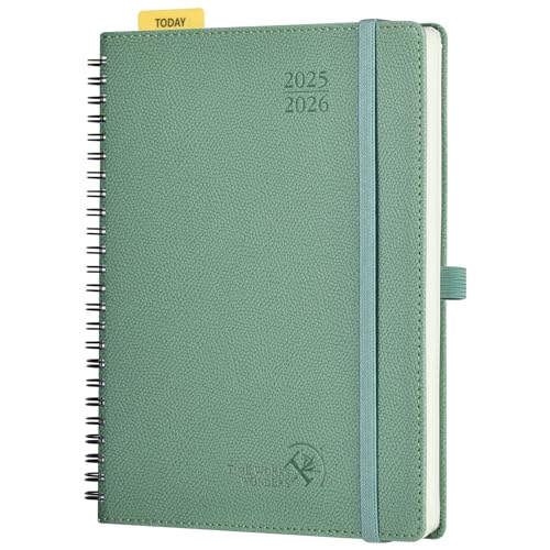 POPRUN Kalender 2025 2026 Horizontale Wochenplaner (Aug.2025-Dez.2026) – Ringbuch mit Softcover, ca. A5 (22x16,5 cm),17-Monate-Terminplaner 1 Woche 2 Seite, Mitternachtsgrün von POPRUN