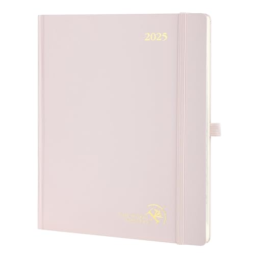 POPRUN Kalender 2025 Buchkalender Hardcover, ca. A4 (26,5 x 21,5 cm), 12-Monate-Terminplaner (Jan.2025-Dez.2025), Wochenplaner 2025 mit 100 GSM Zertifiziertem Papier - Hellrosa von POPRUN