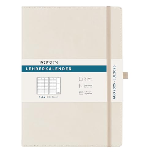 TPCDLA4-26-BEPOPRUN Lehrerkalender 2025 2026 ca.A4 (30,3 x 21,5 cm) Buchkalender Hardcover, 12-Monate-Terminplaner (Aug.2025-Jul.2026), Wochenplaner 1 Woche 2 Seite - Beige TPCDLA4-26-BEPOPRUN Lehrerkalender 2025 2026 ca.A4 (30,3 x 21,5 cm) Buchkalender Hardcover, 12-Monate-Terminplaner (Aug.2025-Jul.2026), Wochenplaner 1 Woche 2 Seite - Beige von POPRUN