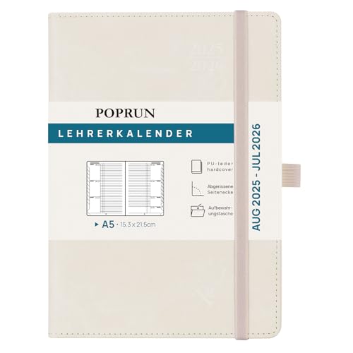 POPRUN Lehrerkalender 2025 2026 DIN A5 - Lehrerplaner 25/26 für die Unterrichtsvorbereitung mit Monatliches Register. Schulplaner mit PU-Leder Hardcover für Lehrerinnen und Lehrer - Beige POPRUN Lehrerkalender 2025 2026 DIN A5 - Lehrerplaner 25/26 für die Unterrichtsvorbereitung mit Monatliches Register. Schulplaner mit PU-Leder Hardcover für Lehrerinnen und Lehrer - Beige von POPRUN