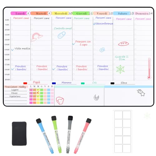 POPRUN Magnetisch Familienplaner Wochenplaner Magnettafel Kühlschrank abwischbar,Whiteboard Kalender,Terminplaner wiederverwendbar-Italienisch POPRUN Magnetisch Familienplaner Wochenplaner Magnettafel Kühlschrank abwischbar,Whiteboard Kalender,Terminplaner wiederverwendbar-Italienisch von POPRUN