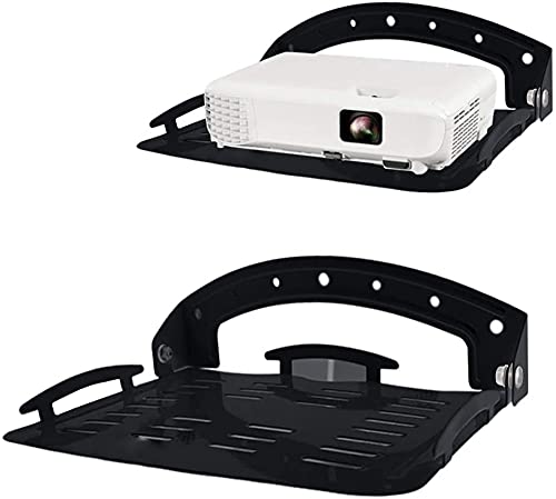 POPTONG Projektor-Wandhalterung, ohne Bohren, kleines Wandregal, schwebende Regal, Tragkraft 2 kg, 90° faltbar, verwendet für Media-Boxen, Spielkonsolen, Router, Projektoren und Sounds (schwarz) von POPTONG
