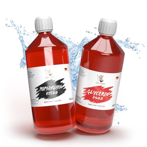 POPY TRADE je 1000ml pflanzliches Glycerin VG E422 & 1000ml Propylenglykol PG E1520 I 99,5% Pharmaqualität I Ideal für Diffusoren, Vernebler & Nebelmaschinen sowie Hautpflege & DIY-Projekte POPY TRADE je 1000ml pflanzliches Glycerin VG E422 & 1000ml Propylenglykol PG E1520 I 99,5% Pharmaqualität I Ideal für Diffusoren, Vernebler & Nebelmaschinen sowie Hautpflege & DIY-Projekte von POPY