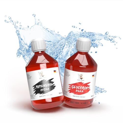 POPY TRADE je 500ml pflanzliches Glycerin VG E422 & 500ml Propylenglykol PG E1520 I 99,5% Pharmaqualität I Ideal für Diffusoren, Vernebler & Nebelmaschinen sowie Hautpflege & DIY-Projekte POPY TRADE je 500ml pflanzliches Glycerin VG E422 & 500ml Propylenglykol PG E1520 I 99,5% Pharmaqualität I Ideal für Diffusoren, Vernebler & Nebelmaschinen sowie Hautpflege & DIY-Projekte von POPY