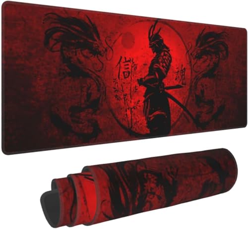 Japanese Samurai Mouse Pad Cool Anime Red Black Dragon XL Extended Desk Mat Non-Slip Rubber Base Stitched Edge Gaming PC Desktop Large Mouse Pad 600x300x3mm Japanese Samurai Mouse Pad Cool Anime Red Black Dragon XL Extended Desk Mat Non-Slip Rubber Base Stitched Edge Gaming PC Desktop Large Mouse Pad 600x300x3mm von PORNHUX