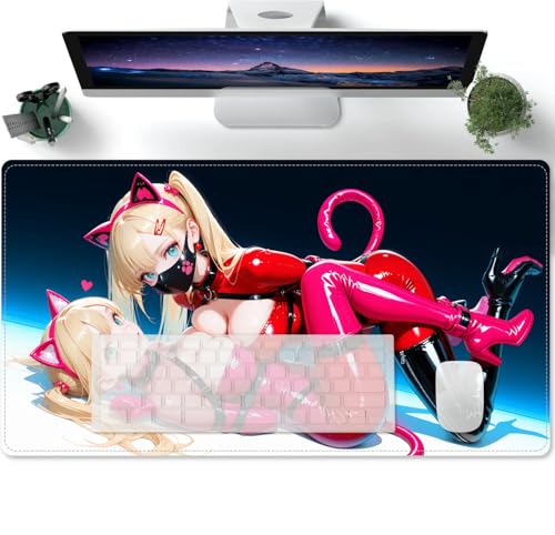 Mauspad Sexy Anime Girl Waifu Large Mouse Pad Desk Mat Gaming Mat Pad mit verbessertem Präzision und Speed, Rutschfester Gummiunterseite und abwaschbarer Oberfläche 600x300mm von PORNHUX