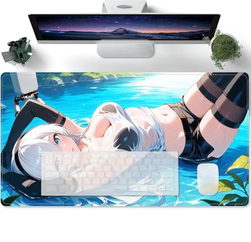 Mauspad XXL Gaming Sexy Anime Girl Kawaii Schreibtischunterlage Schwarz Gamer Mouse Pad Wasserdicht Mousepad Spezielle Oberfläche Verbessert Präzision und Geschwindig 600x300mm von PORNHUX