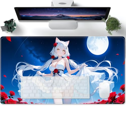 Mauspad XXL Gaming Sexy Anime Girl Manga Schreibtischunterlage Schwarz Gamer Mouse Pad Wasserdicht Mousepad Spezielle Oberfläche Verbessert Präzision und Geschwindig 600x300mm von PORNHUX