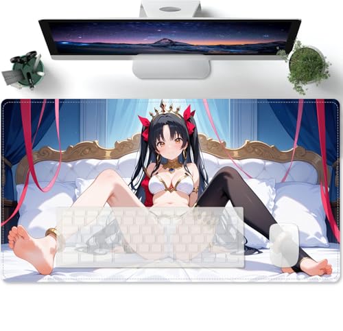 Mauspad XXL Gaming Sexy Anime Girl Waifu Schreibtischunterlage Schwarz Gamer Mouse Pad Wasserdicht Mousepad Spezielle Oberfläche Verbessert Präzision und Geschwindig 600x300mm von PORNHUX