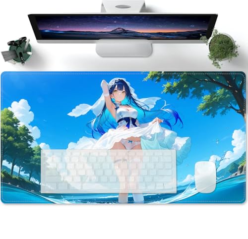 PORNHUX Mauspad Sexy Anime Girl Character Large Mouse Pad Desk Mat Gaming Mat Pad mit verbessertem Präzision und Speed, Rutschfester Gummiunterseite und abwaschbarer Oberfläche 600x300mm von PORNHUX