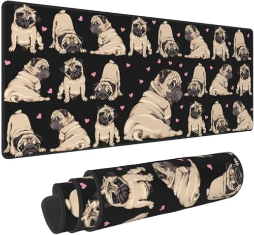 Pug Cute Black Cool Funny Dog Love Mouse Pad XL Extended Desk Pad Non-Slip Rubber Base Stitched Edge Gaming PC Desktop Large Mice 600x300x3mm Pug Cute Black Cool Funny Dog Love Mouse Pad XL Extended Desk Pad Non-Slip Rubber Base Stitched Edge Gaming PC Desktop Large Mice 600x300x3mm von PORNHUX