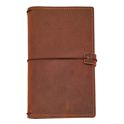 Reisende Notebook, mit Innentaschen und Stifthalter 8.5 x 5.3 inches braun von POROMO