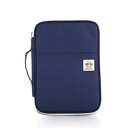 PORRASSO A4 Dokumente Ordner Tasche Multifunktionale Dokumententasche Universale Portfolio Organizer Tasche mit Reißverschluss Oxford Wasserdichte Schreibmappe Marine von PORRASSO