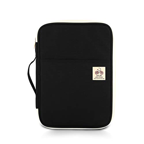 PORRASSO A4 Dokumente Ordner Tasche Multifunktionale Dokumententasche Universale Portfolio Organizer Tasche mit Reißverschluss Oxford Wasserdichte Schreibmappe Schwarz von PORRASSO