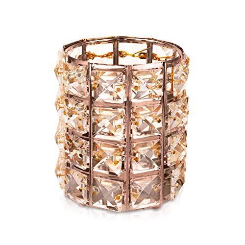 PORRASSO Stifteköcher Stifthalter Schreibtischorganizer Kosmetik Aufbewahrung Organizer Rund Design Federmäppchen Stifteköcher kinder Kristall Make-up Pinsel Halter Roségold von PORRASSO