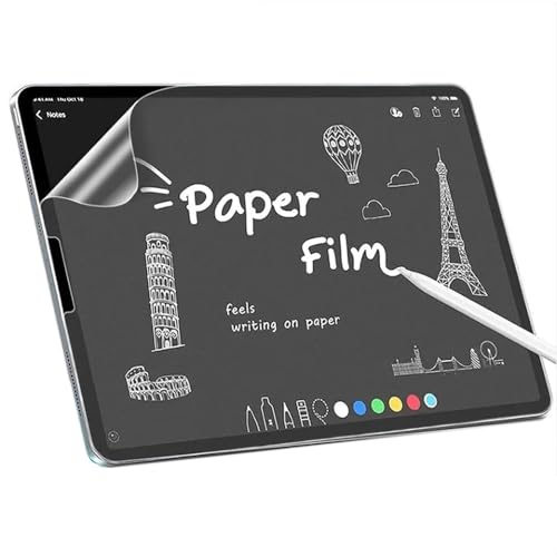 PORRVDP 2 Stück Papier Folie für iPad Pro 12.9 (2022/2021/2020/2018) 6/5/4/3 -Transparente PET Papierfolie Schutzfolie Displayschutz Feel Paper Film zum Schreiben und Zeichnen wie auf Papier von PORRVDP