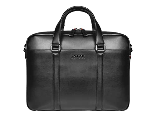 Port Designs Versailles II High-End Spaltleder 14 Zoll Laptoptasche mit integrierten Dual-USB-A & USB-C Ladeanschlüssen von Port Designs