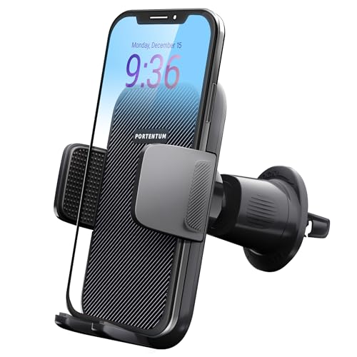 PORTENTUM Handyhalterung Auto, 360° Drehbar Handyhalter fürs Auto mit EIN-Knopf-Release, Amaturenbrett Glasscheibe KFZ Handy Halterung, Kompatibel mit jedem Mobiltelefon von 4 bis 7 Zoll von PORTENTUM