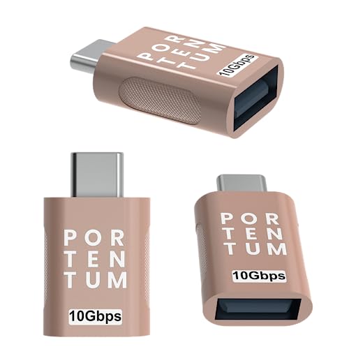 PORTENTUM USB-C auf USB Adapter 10 Gbps | 1 Stück | USB-C auf USB 3.0 Female Handy-OTG-Adapter, Thunderbolt 4/3 auf USB 3.1 von PORTENTUM