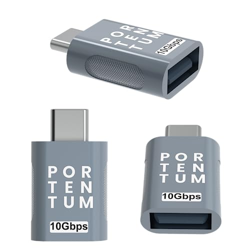 PORTENTUM USB-C auf USB Adapter 10 Gbps | 3 Stück | USB-C auf USB 3.0 Female Handy-OTG-Adapter, Thunderbolt 4/3 auf USB 3.1 von PORTENTUM
