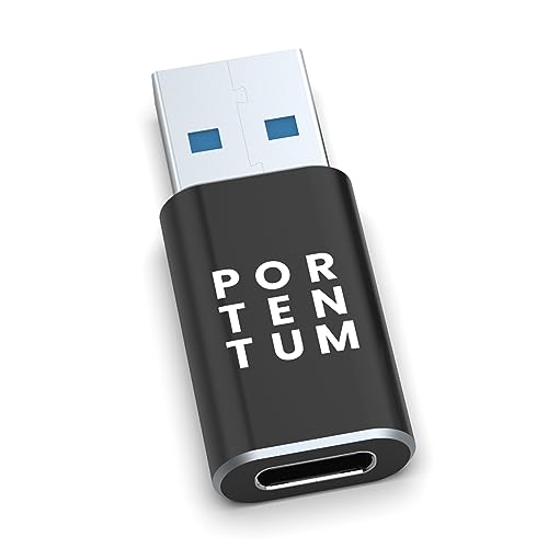 PORTENTUM USB auf USB C Adapter 3.0 (3.1) OTG Adapter 10Gb Geschwindigkeit Premium Zinkkörper mit hoher Hitzeresistenz - Adapter USB auf USB C nur 8 Gramm von PORTENTUM