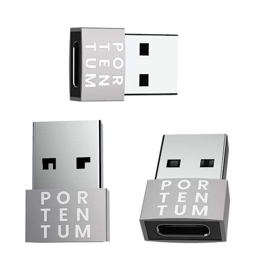 PORTENTUM USB auf USB C Adapter – 480 MB Geschwindigkeit – Premium-Zink ermöglicht mit hoher Hitzebeständigkeit – Adapter USB auf USB C mit nur 4 Gramm von PORTENTUM